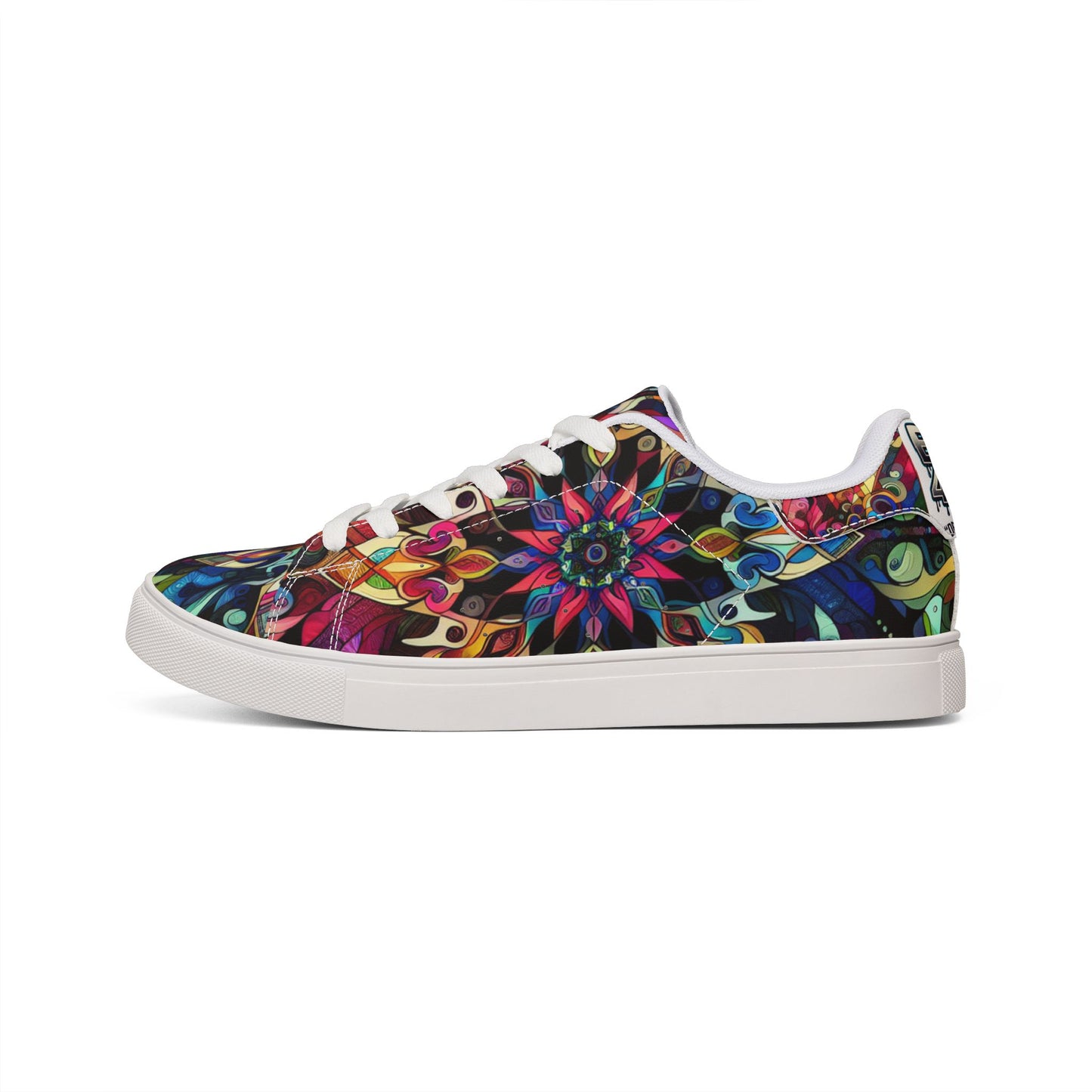 Men's Low-Top Sneakers — Colorful Kaleidoscope Leather Design