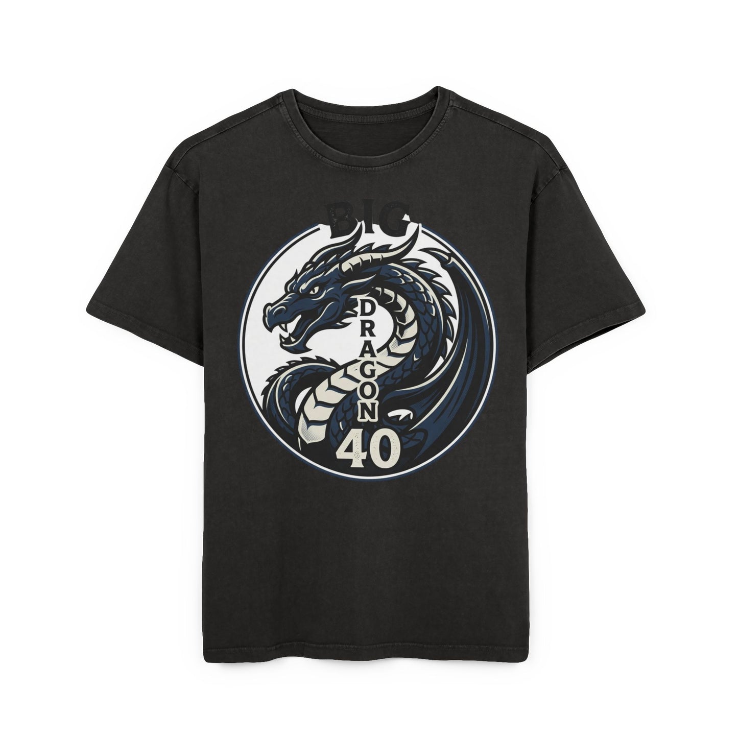 Dragon 40 Retro Graphic Tee — Big 40 Anniversary Acid-Wash T-Shirt