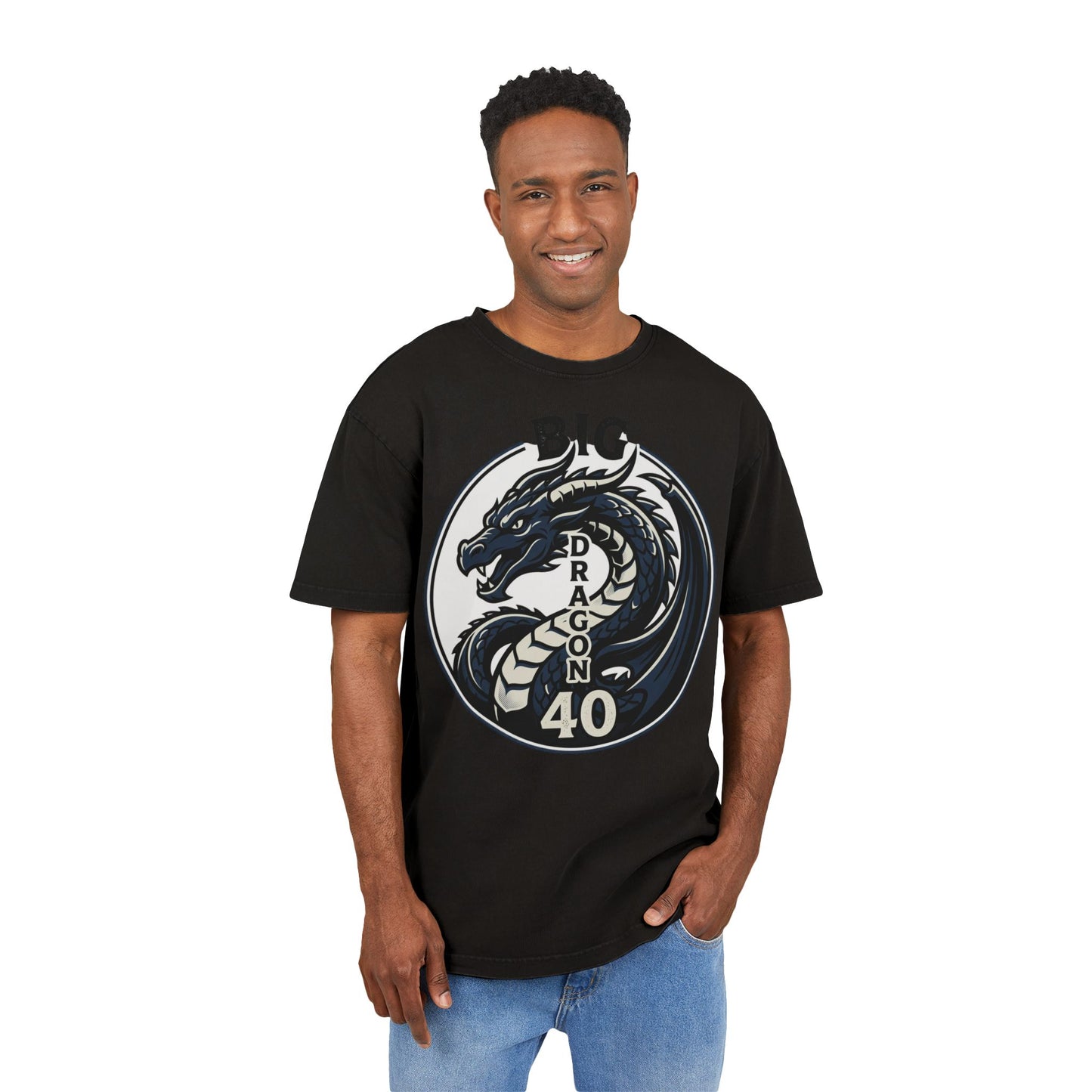 Dragon 40 Retro Graphic Tee — Big 40 Anniversary Acid-Wash T-Shirt