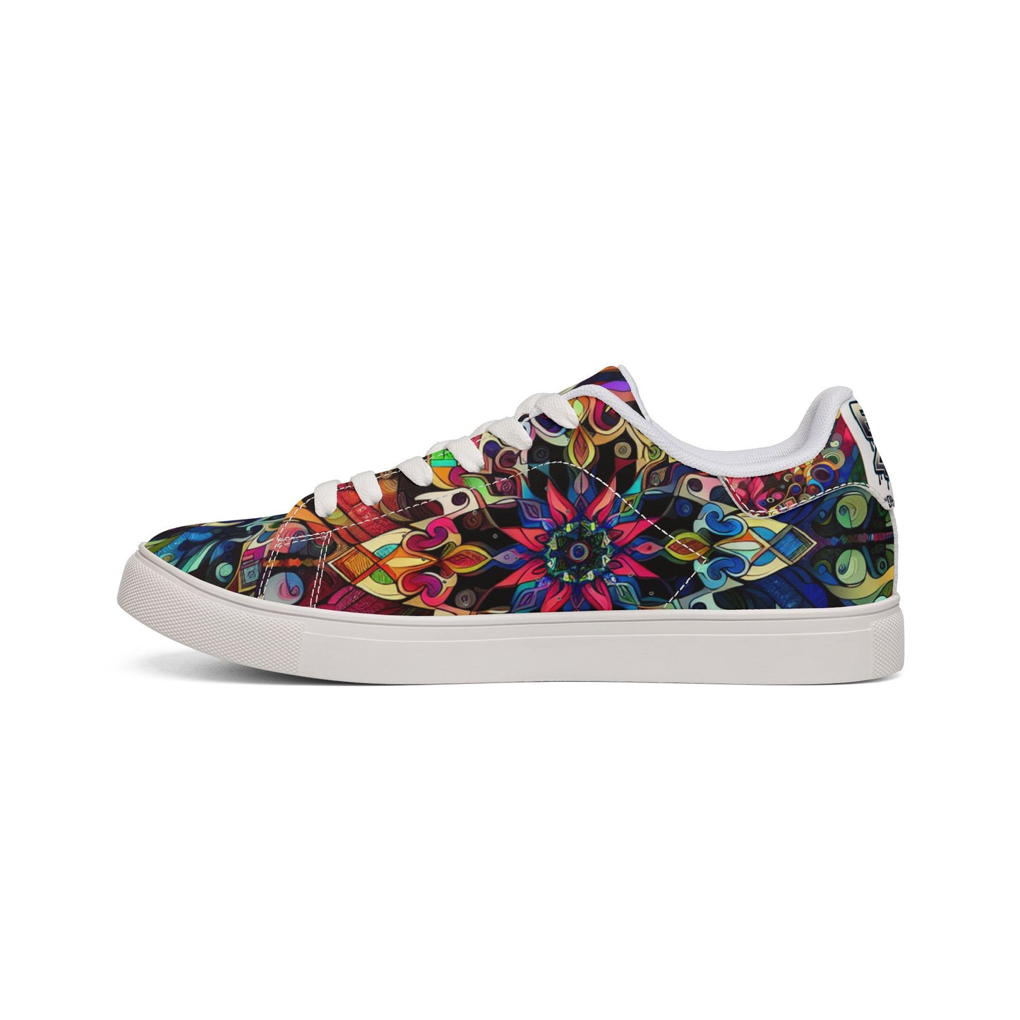 Men's Low-Top Sneakers — Colorful Kaleidoscope Leather Design