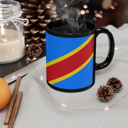 Democratic Republic of Congo Flag Black Mug — 11oz & 15oz