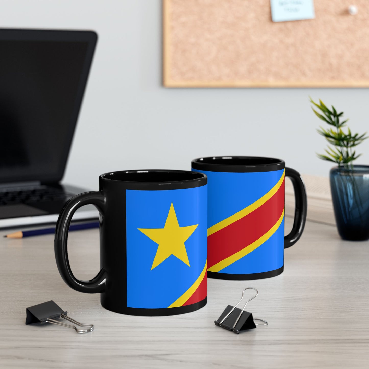 Democratic Republic of Congo Flag Black Mug — 11oz & 15oz